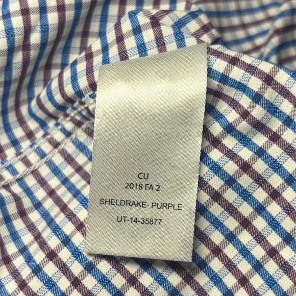 UNTUCKit Sheldrake Performance Nylon Gingham Check Men L Button Up Stretch Shirt - Picture 8 of 8